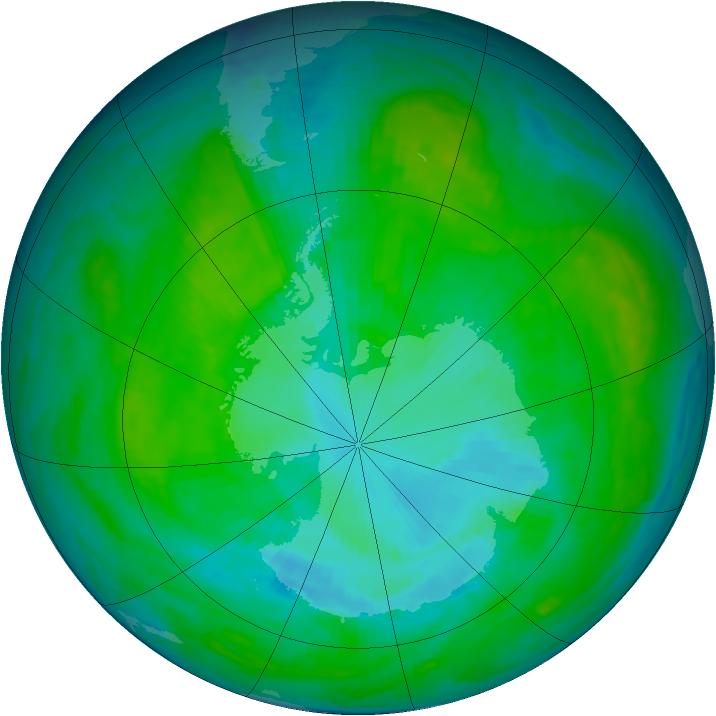 Antarctic ozone map for 19 January 1987
